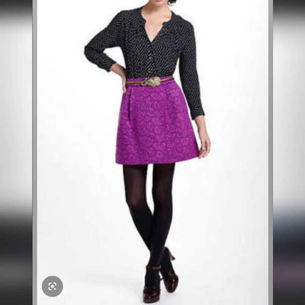 Anthropologie HD in Paris Purple Brocade Mini Skirt
